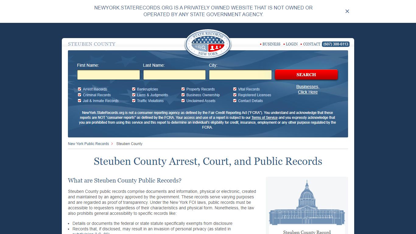 Steuben County Arrest, Court, and Public Records