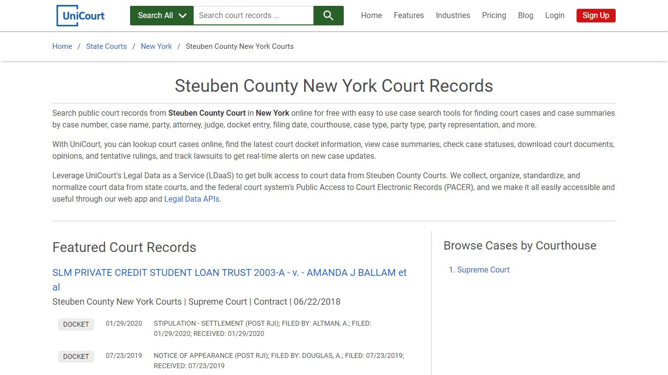 Steuben County New York Court Records | New York | UniCourt